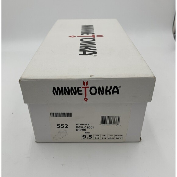 Minnetonka Mosaic Ankle Brown Suede Women’s Moccasin Size 9.5 New In Box . - Picture 8 of 9